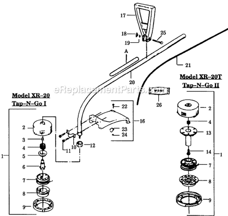Page B Diagram and Parts List for XR-20  Weed Eater Trimmer